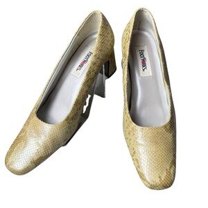 Footworks Jasmine Heel Leather Upper Snake Print  Block Heel size 9M